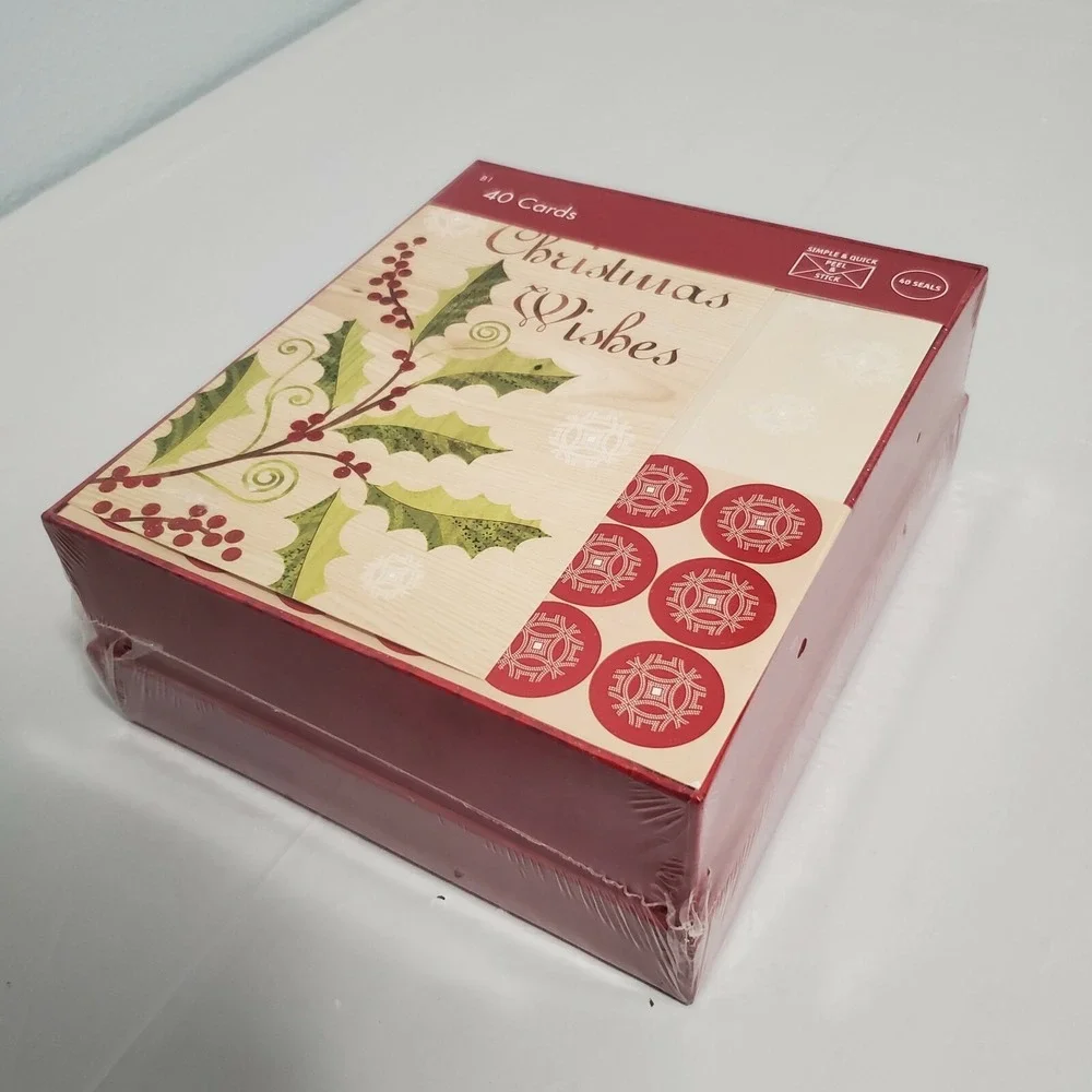 Christmas Cards and Envelopes 40 Holiday Cards Set Christmas Wishes for a warm